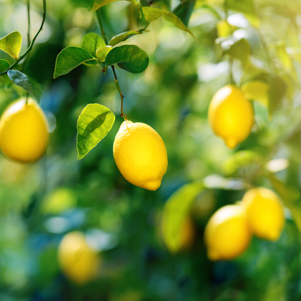 Une photo rapprochée de citrons poussant dans leur habitat naturel
