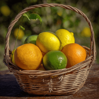 A basket full of Citrus fruits