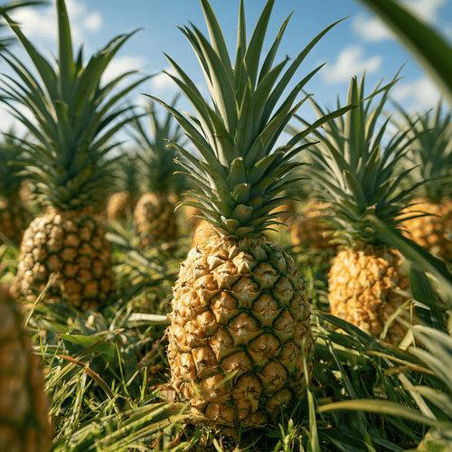 A close photo of a pineapple