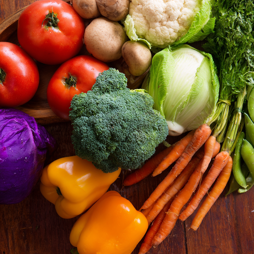 Vegetables on a table